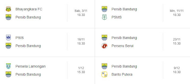 Jadwal Persib Bandung di Liga 1 Bulan November-Desember 2018