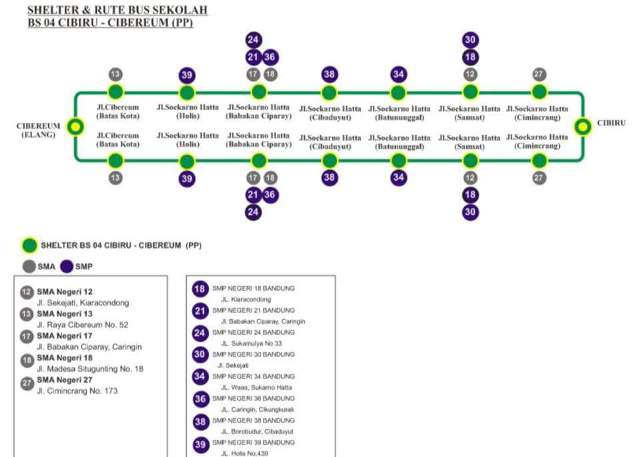 Shelter & Rute Bus Sekolah Gratis Kota Bandung