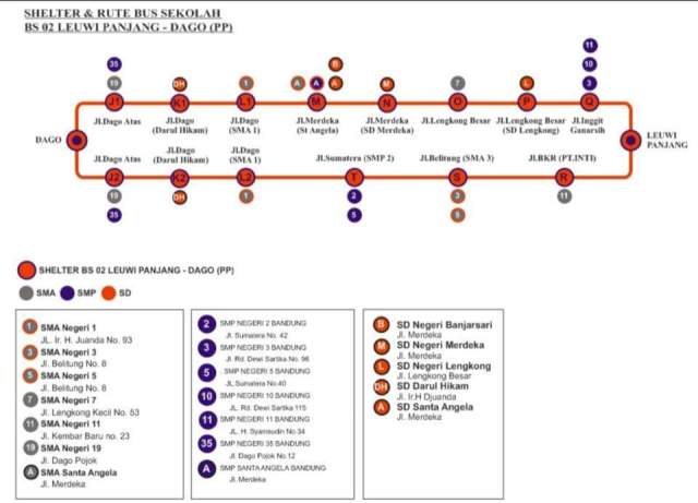 Shelter & Rute Bus Sekolah Gratis Kota Bandung