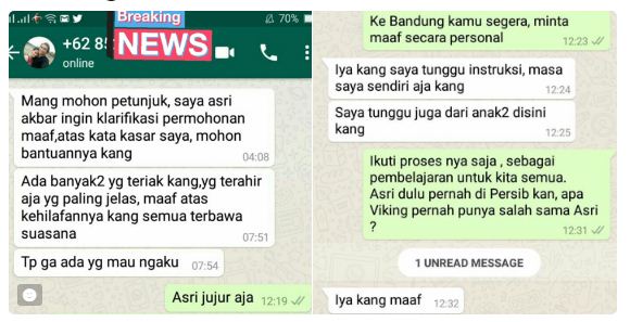 Menghina Viking di Video Pemain Persija, Asri Akbar Minta Maaf