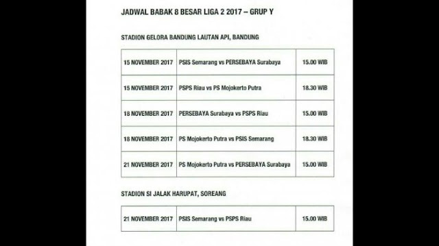 Jadwal Babak 8 Besar Liga 2 2017 Grup Y di Bandung Jadwal Babak 8 Besar Liga 2 2017 Grup Y di Bandung